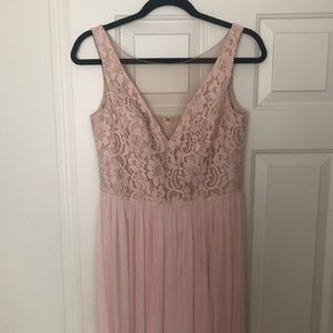 Davids bridal lace blush dress